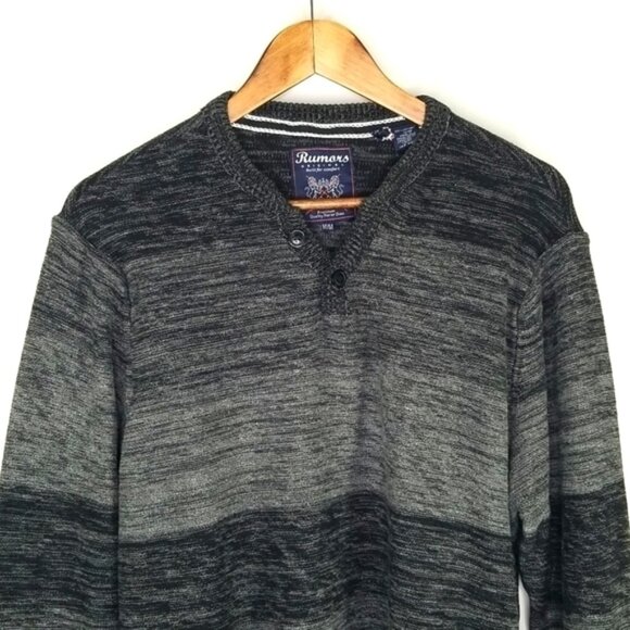 Rumors Men's Sweater Size M 100% Cotton Knit Block Shaded Black - Picture 2 of 5